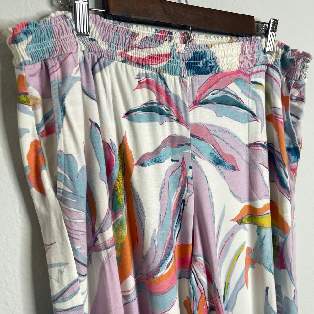 Soma Lounge Pajama Pants Women’s L Soft Stretch Floral Vibrant Multicolor Pastel - Picture 2 of 11